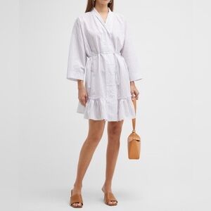 NWT Harshman Nebbi Caftan Size S White/Lavender Stripes Cotton/Linen Dress $239